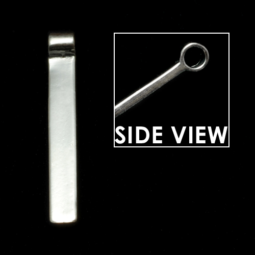 Metal Stamping Blanks Sterling Silver Rectangle Pendant with Tube Bail, 29mm (1.41") x 4mm (.16"), 15g